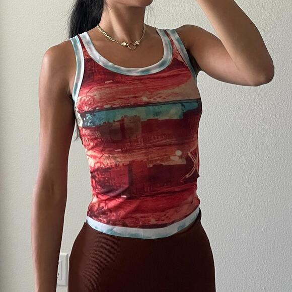 Orange Mesh Top - Picture 1 of 3